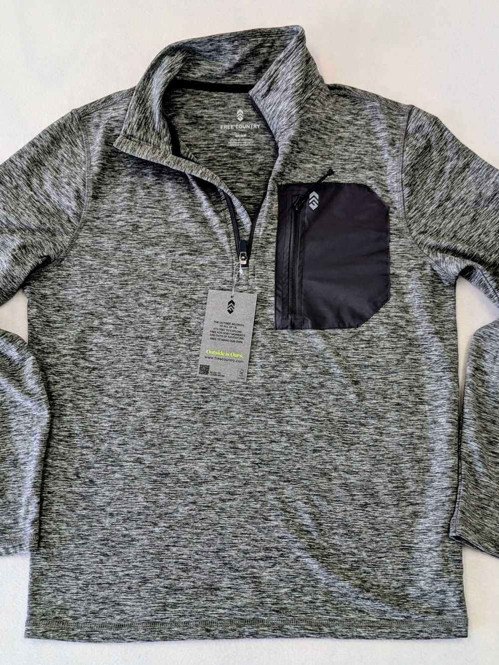 Free Country Heather Gray 1/4 Zip Pullover with Chest Pocket